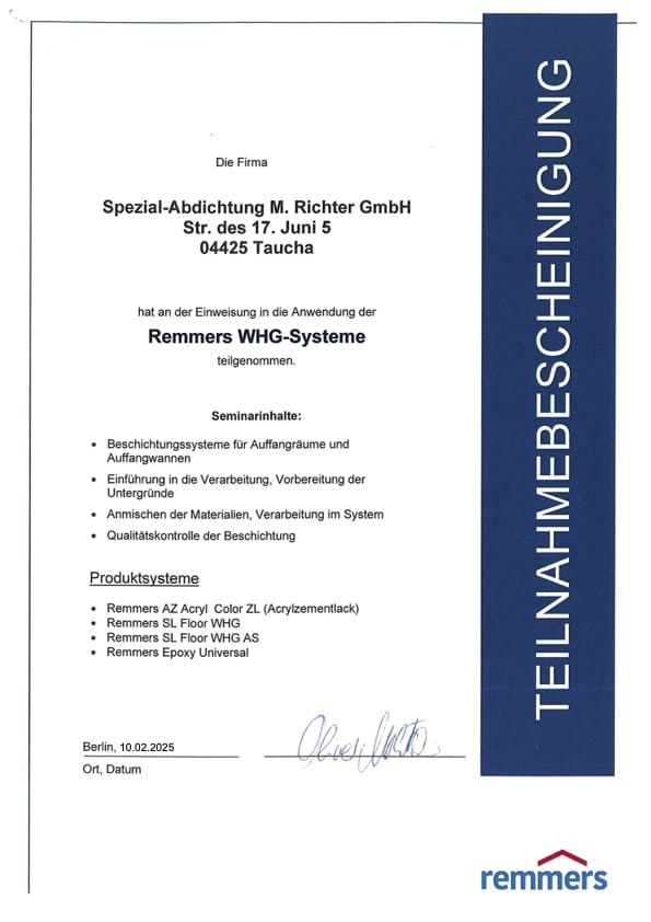 SAR - WHG_Bescheinigung Remmers 2025