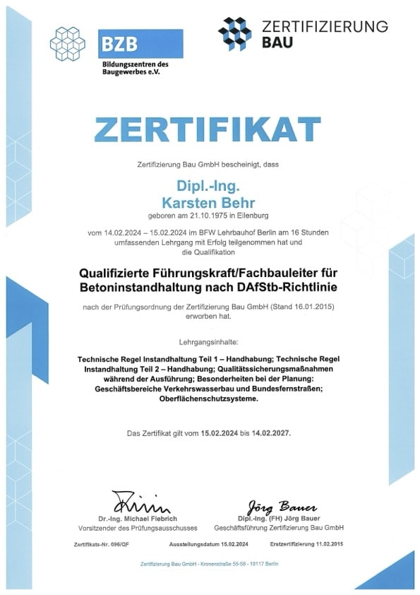 Zertifikat K. Behr Qualifizierte Führungskraft1